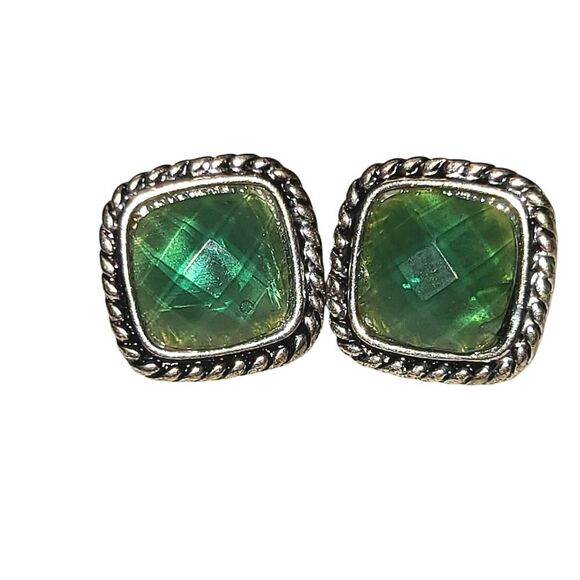 Napier Green Silver Toned Earrings, Pierced Post - Picture 1 of 3